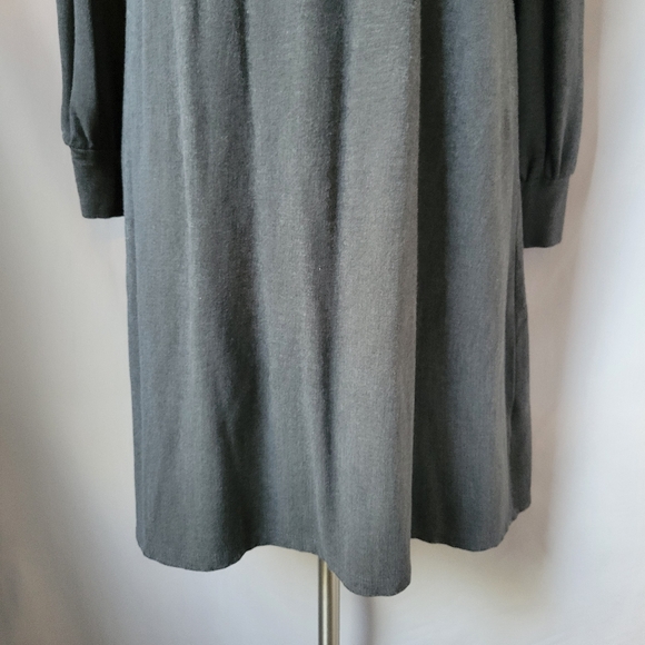 Encircled Comfy Puff Sleeve Mock Neck Dress Gray L - Picture 8 of 16